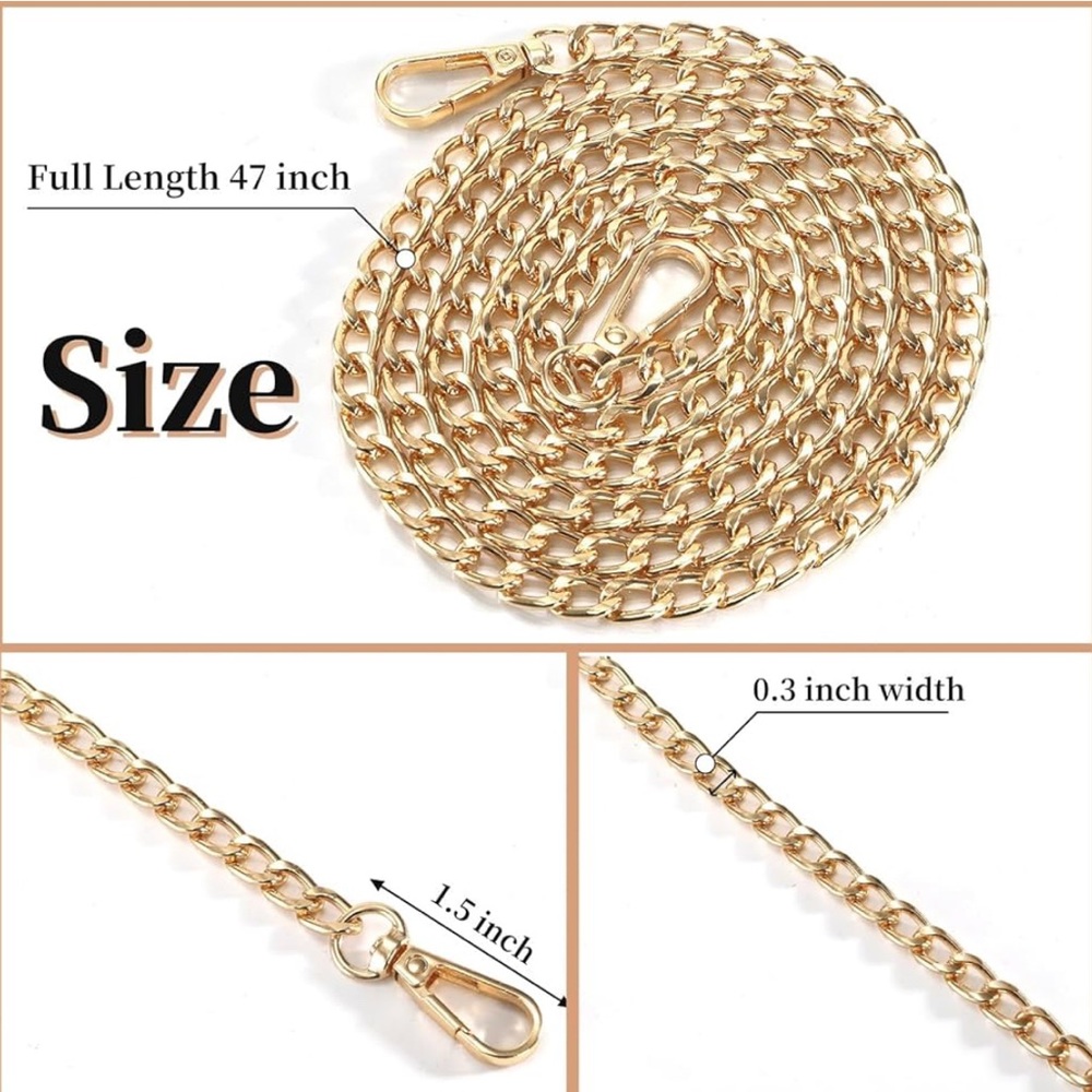 Gold bag chain  47.2in  New - Picture 15 of 15